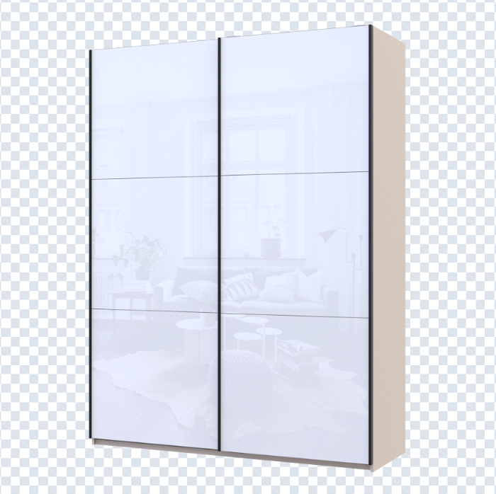 Шкаф - купе DRS- G-Caiser (180х60х240 см) 2 Стекла 3 части двери Кашемир/ Черный, Белый