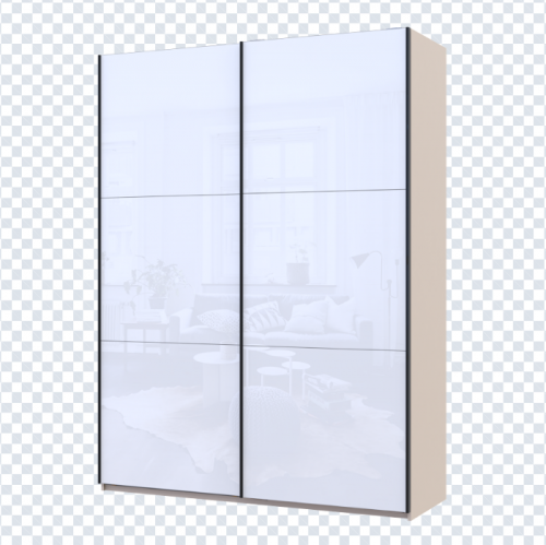 Шкаф - купе DRS- G-Caiser (180х60х240 см) 2 Стекла 3 части двери Кашемир/ Черный, Белый