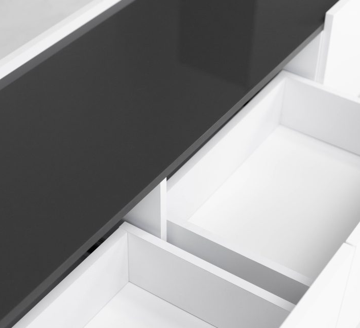 Тумба ТВ MRK- Нео 1,6 м Глянец Антрацит/ супермат Белый  