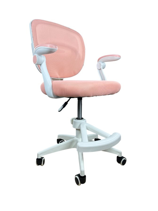 Кресло вращающееся детское с подставкой для ног Perfect KIDS PINK