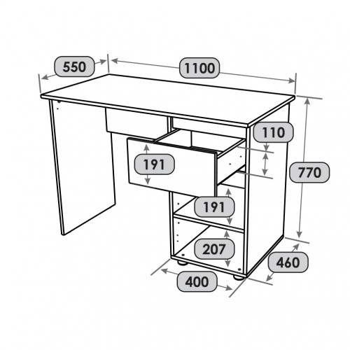 Стол письменный EVR- Лайт СЛ-1 белый (нимфея альба)