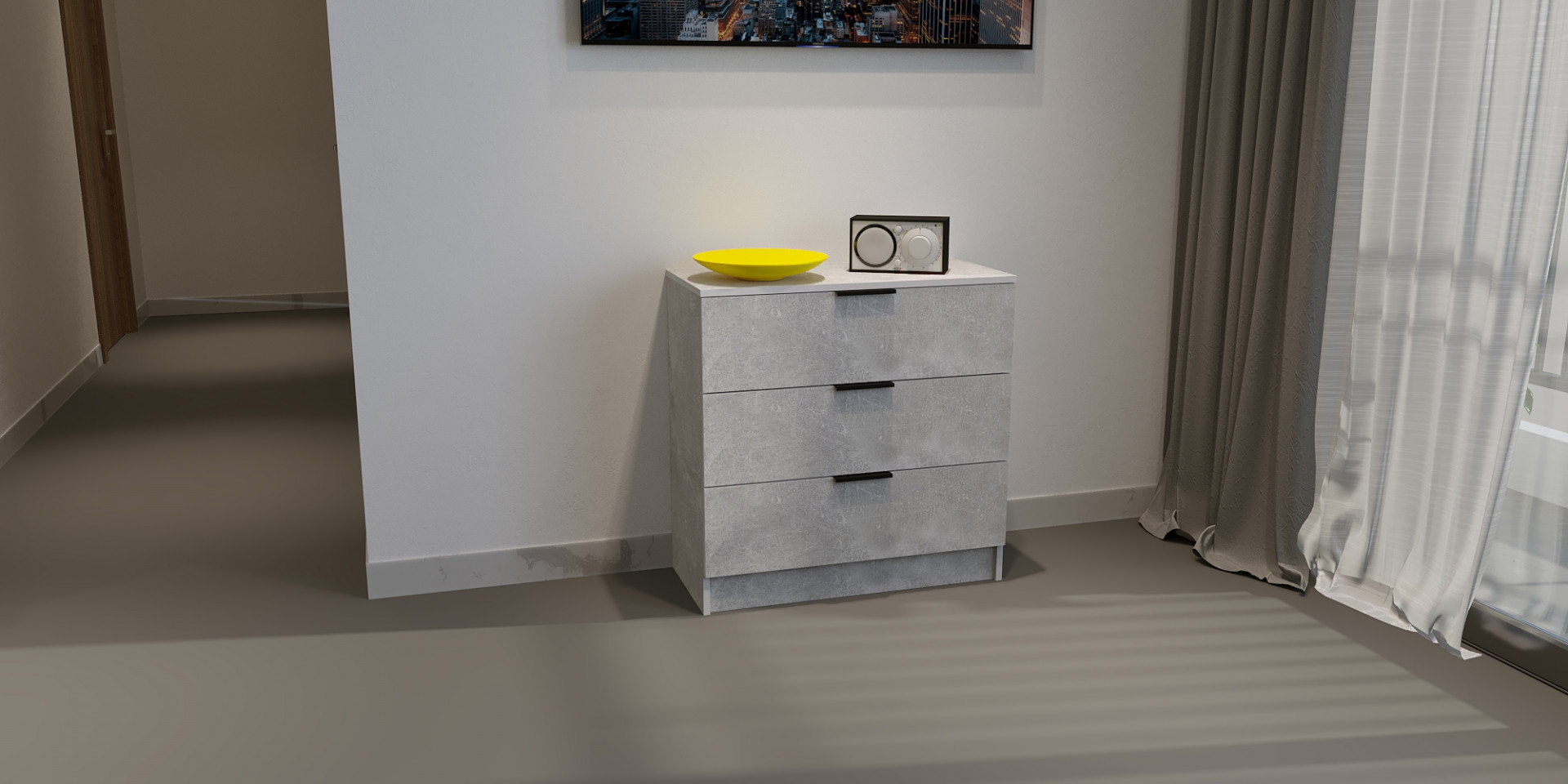 Комод на 3 ящика ViA- Сити 2