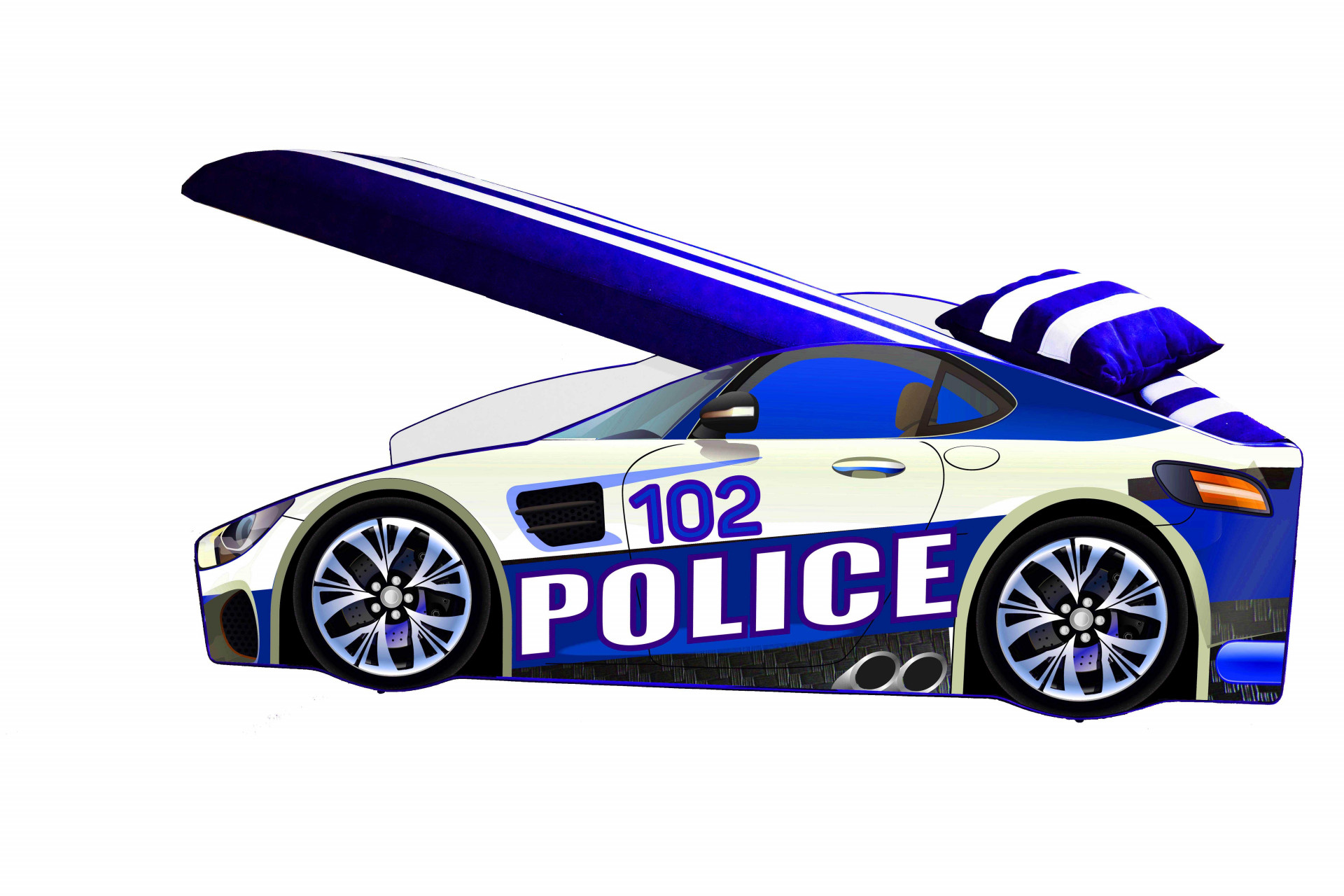 Кровать машина VRN- E-8 Police blue (синий), серии «Элит» 