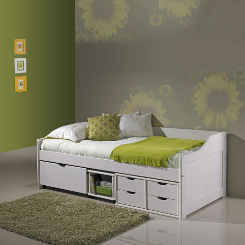 IDEA Односпальная кровать с ящиками MAXIMA белая