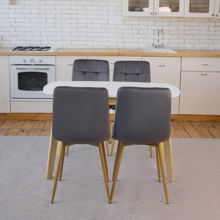 Кухонный комплект Ont- Винцензо 120 белый стол + 4 стула Fredy серый