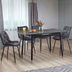 Стол раскладной BIO- Grace Нептун, керамика Армані BNS grey, ноги черные (95/125 см) 