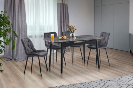 Стол раскладной BIO- Grace Нептун, керамика Армані BNS grey, ноги черные (95/125 см) 