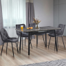 Стол раскладной BIO- Grace Нептун, керамика Армані BNS grey, ноги черные (95/125 см) 