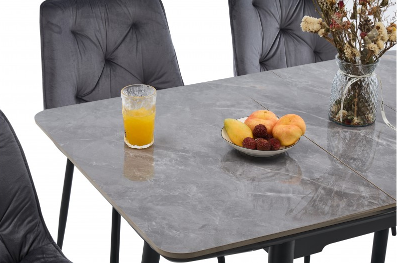 Стол раскладной BIO- Grace Нептун, керамика Армані BNS grey, ноги черные (95/125 см) 