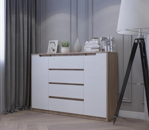 Большой комод EVR- Микс-3 дуб Сонома + фасад белый