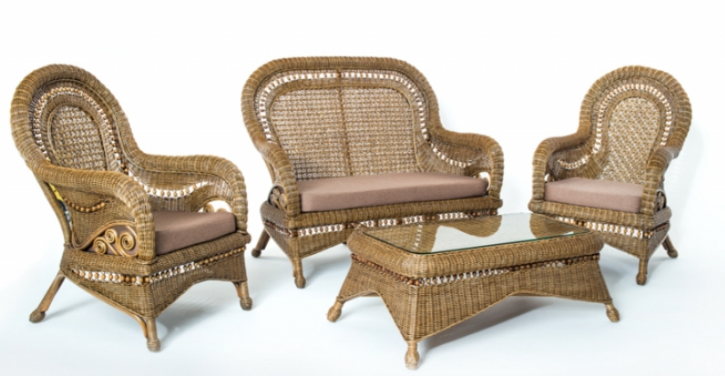 Комплект мебели CRU- Виктория натуральный ротанг светло коричневый 