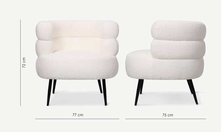 Кресло CRV- Dualis Natural boucle,белый