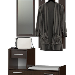 Прихожая с вешалкой и тумбой для обуви EVR- Тандем венге темный