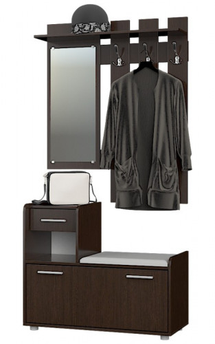 Прихожая с вешалкой и тумбой для обуви EVR- Тандем венге темный