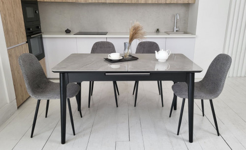 Стол обеденный модерн VTR- TM-89 калакатта мрамор серый + черный 