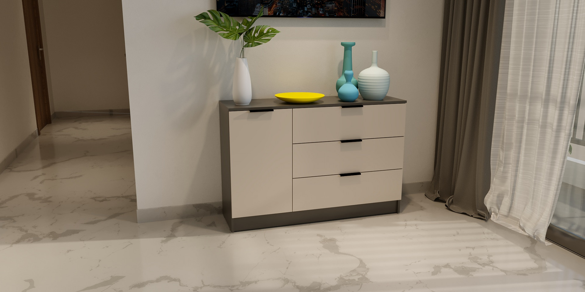 Комод на 3 ящика и 1 дверь ViA- Сити 3