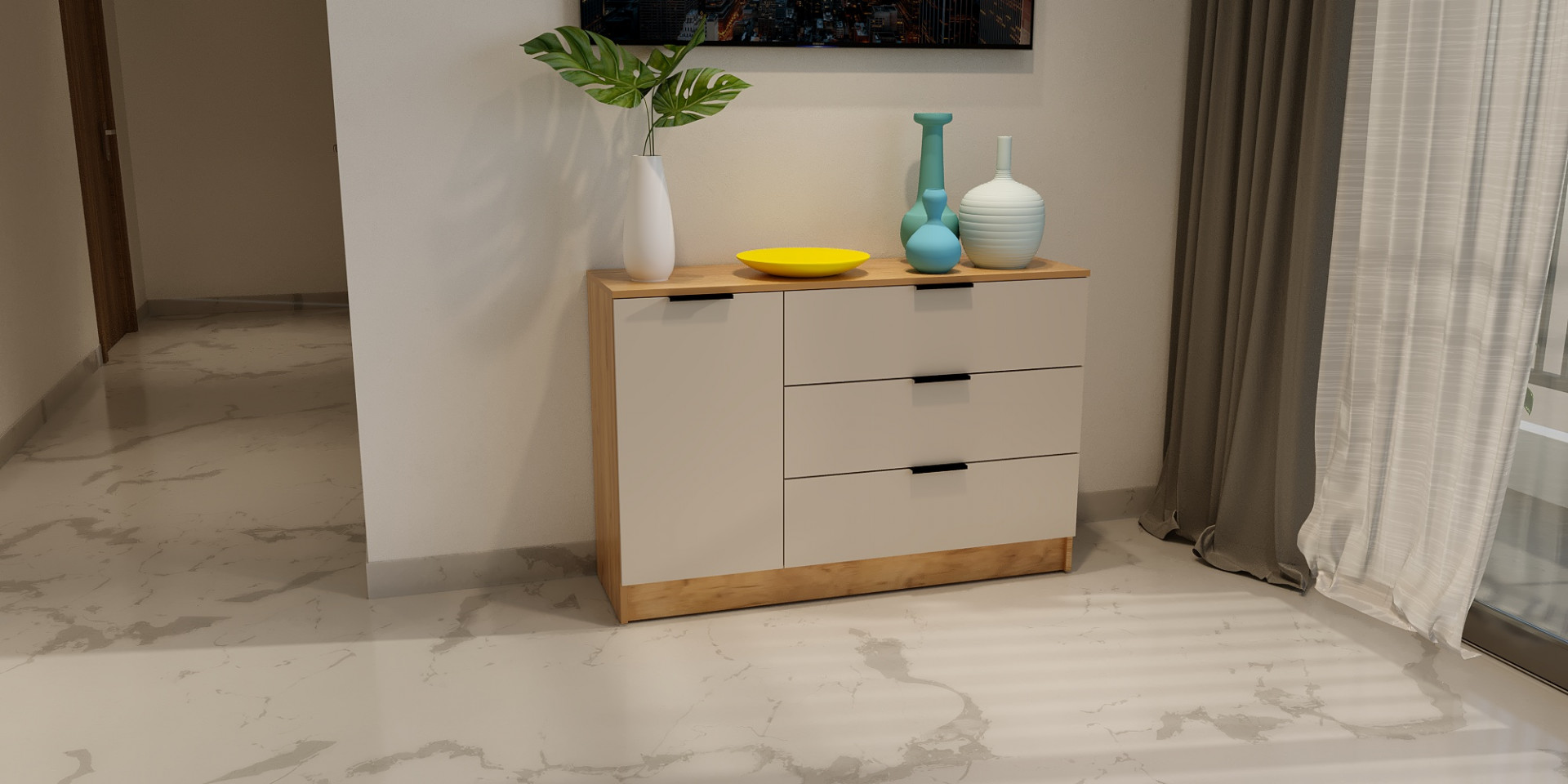 Комод на 3 ящика и 1 дверь ViA- Сити 3