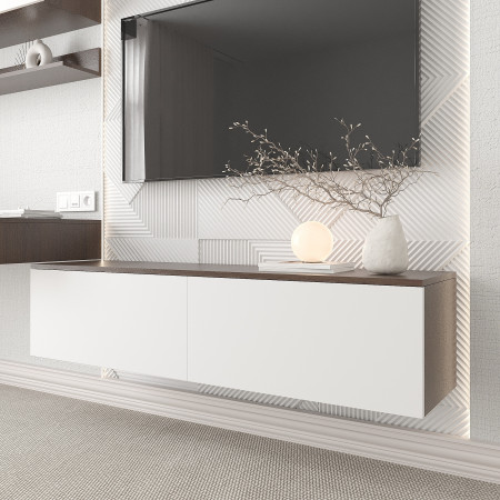 Тумба под телевизор 33х140х35 см KOD- ТУ-ТВ Ейр (белый фасад)