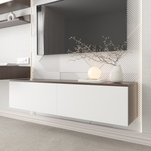 Тумба под телевизор 33х140х35 см KOD- ТУ-ТВ Ейр (белый фасад)