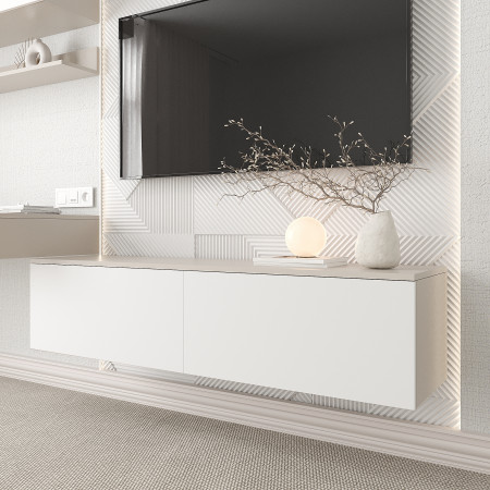 Тумба под телевизор 33х140х35 см KOD- ТУ-ТВ Ейр (белый фасад)