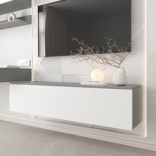 Тумба под телевизор 33х140х35 см KOD- ТУ-ТВ Ейр (белый фасад)