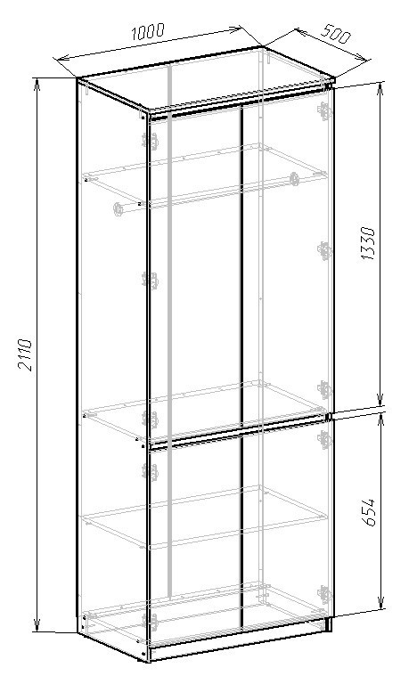 Шкаф Стиль-100 211х100х52 cм KOD- ШК-100 стиль (белый фасад)