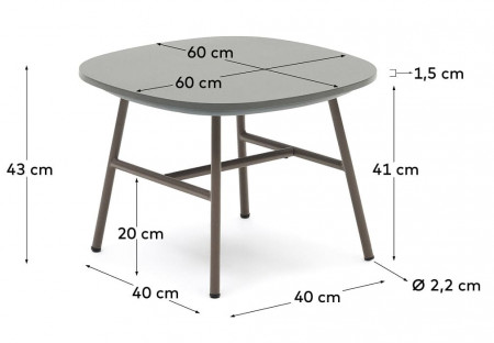 Стол кофейный Kave Home BRAMANT 60x60 см J0300038PR10 (серый/лиловый)