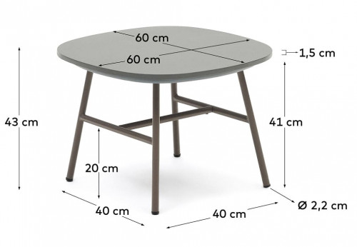 Стол кофейный Kave Home BRAMANT 60x60 см J0300038PR10 (серый/лиловый)