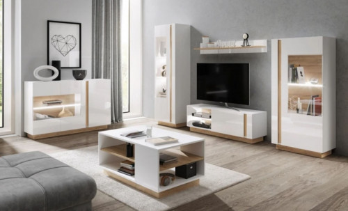 Гостиная Perfect Home Арко / Arco B, Белый глянец/дуб грандсон
