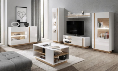 Гостиная Perfect Home Арко / Arco B, Белый глянец/дуб грандсон
