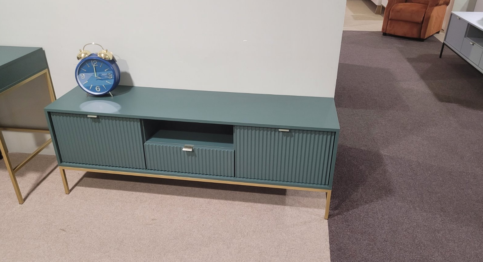Тумба RTV PIASKI NOVA RTV154, ДСП/МДФ/Зеленый, 154х56х39см 
