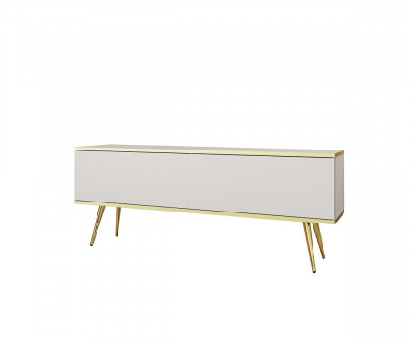 Тумба под ТВ Perfect Home Оро / Oro 2-дверная с золотыми ножками RTV135 Белый