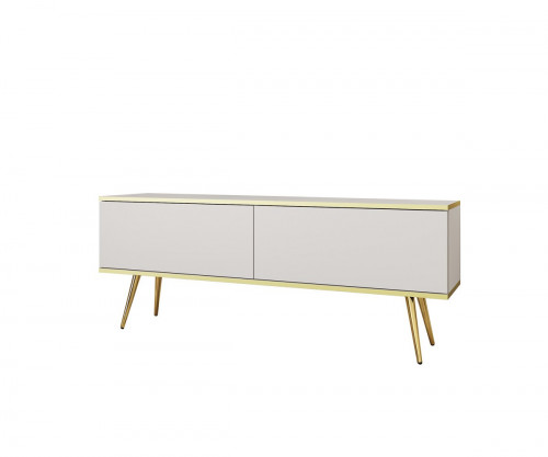 Тумба под ТВ Perfect Home Оро / Oro 2-дверная с золотыми ножками RTV135 Белый