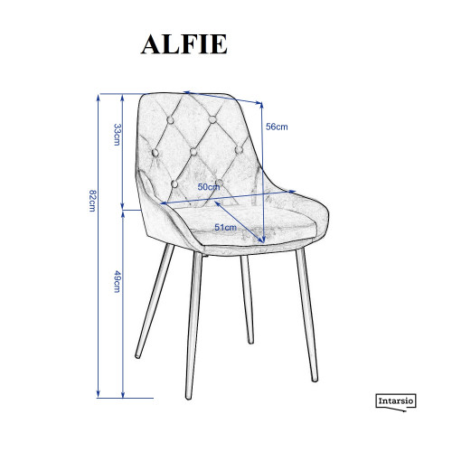 Стул обеденный INI- ALFIE  серый/черный каркас  