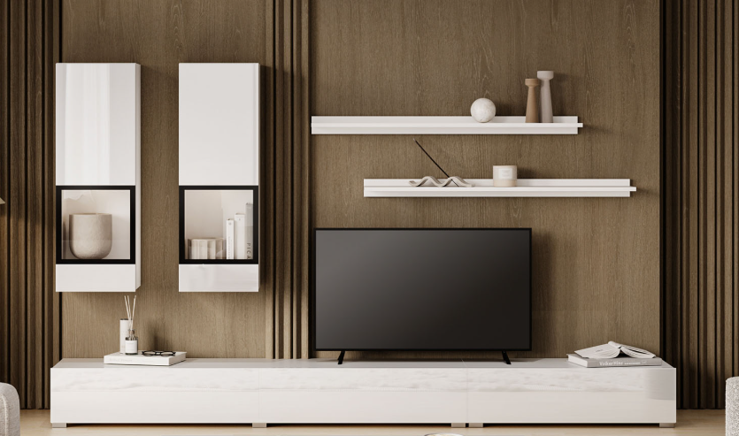 Стенка в гостиную Helvetia BAROS (белый глянец)