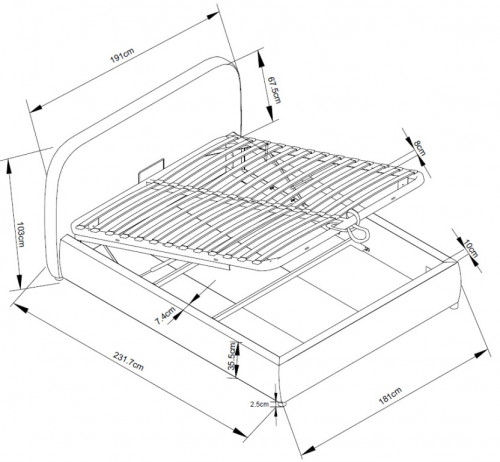 Кровать с подъемным газовым Avn- LUMINA 160 Grey 