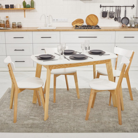 Кухонный комплект Ont- Винцензо 120 белый стол + 4 Стула Вито