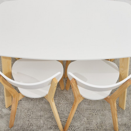 Кухонный комплект Ont- Винцензо 120 белый стол + 4 Стула Вито