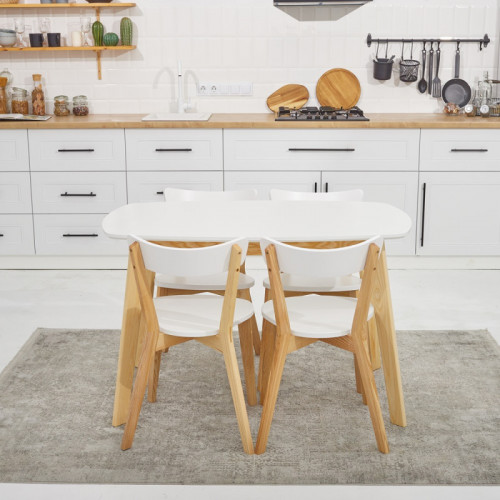 Кухонный комплект Ont- Винцензо 120 белый стол + 4 Стула Вито