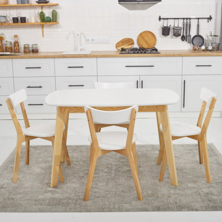 Кухонный комплект Ont- Винцензо 120 белый стол + 4 Стула Вито