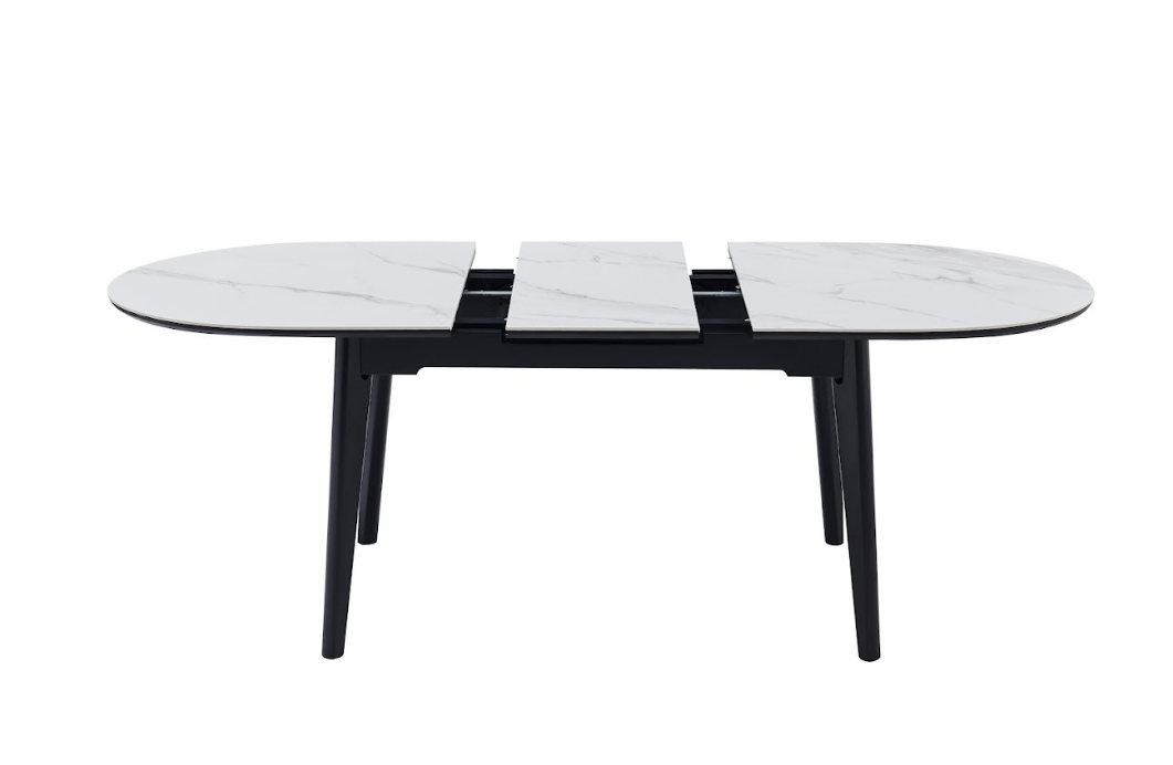 Стол обеденный модерн VTR- TM-126 (белый мрамор + черный) 160-200 