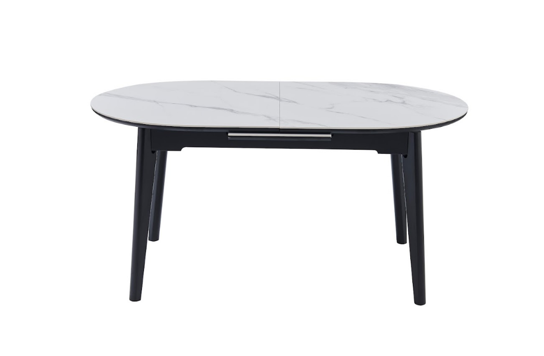 Стол обеденный модерн VTR- TM-126 (белый мрамор + черный) 160-200 