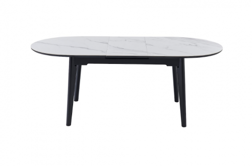 Стол обеденный модерн VTR- TM-126 (белый мрамор + черный) 160-200 