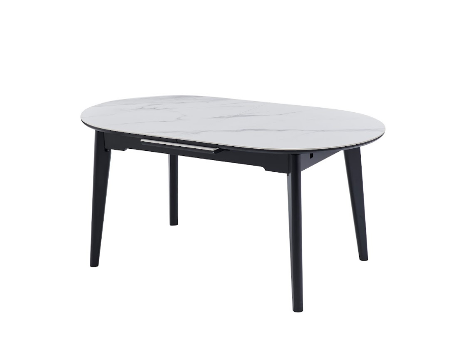 Стол обеденный модерн VTR- TM-126 (белый мрамор + черный) 160-200 