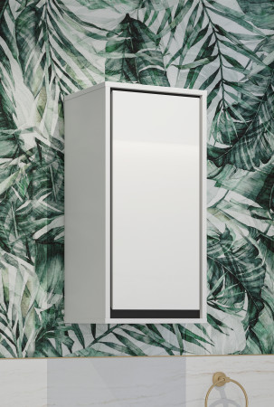 Шкаф настенный на 1 дверь для ванной Helvetia IRVINE 309WNP03 (белый/черный/белый глянец)