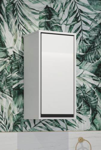 Шкаф настенный на 1 дверь для ванной Helvetia IRVINE 309WNP03 (белый/черный/белый глянец)