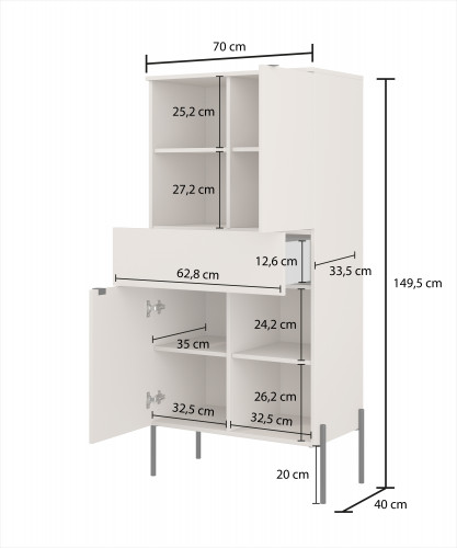 Комод на 2 двери и 1 ящик Helvetia ORE 24KROG42 (кашемир/кашемир в рубчик)