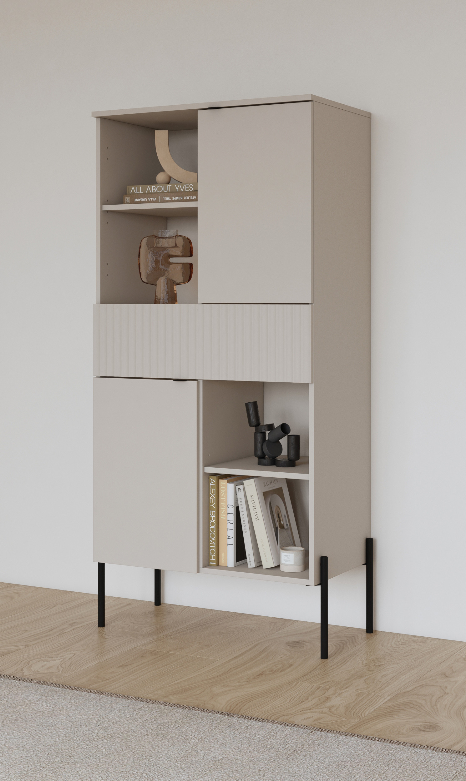 Комод на 2 двери и 1 ящик Helvetia ORE 24KROG42 (кашемир/кашемир в рубчик)