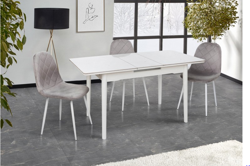 Стол раскладной BIO- Grace Нептун, белый мрамор / ноги белые 95/125*70