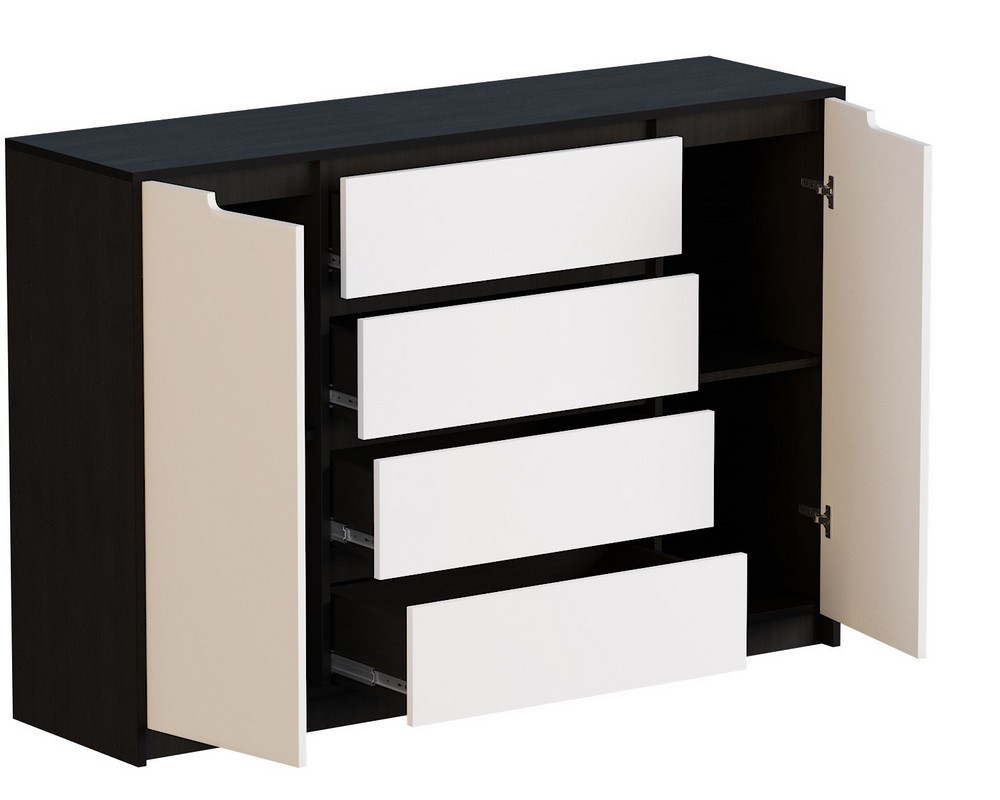 Большой комод EVR- Микс-3 венге+ фасад белый